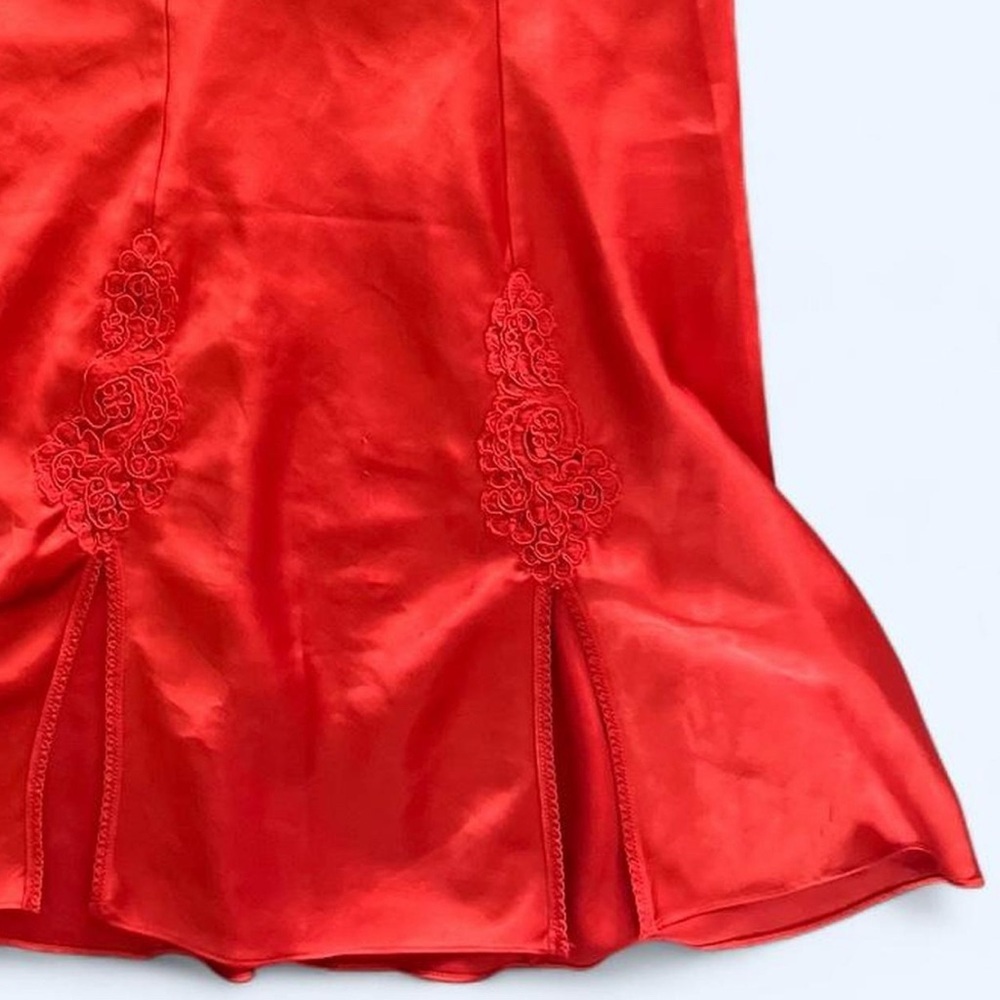90s Linda La Vie En Rose Red Lace Bow Detail Valentines Day Lingerie Nightgown - Picture 3 of 7